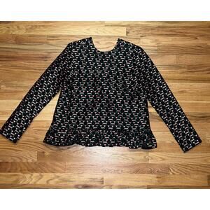 Marni Long Sleeve Crew Neck Blouse Peach Amber Magi Geometric Womens Size 36